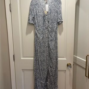Faherty Blue and White Floral Maxi Dress